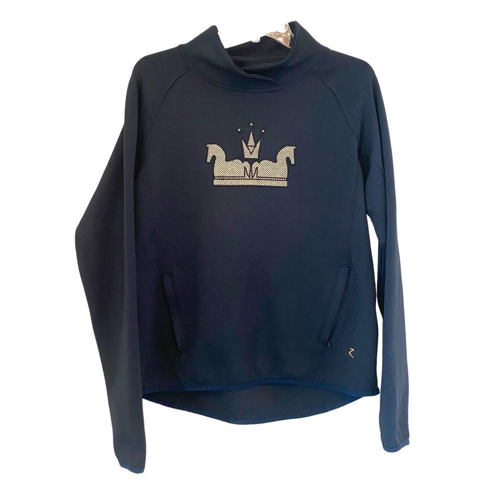 Horze Emilia Kid's‎ Equestrian Sweatshirt Horse Top Navy Youth US 12 Large